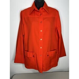 Vintage King James California Orange Blouse Top Shirt 1970's Womens Size 10